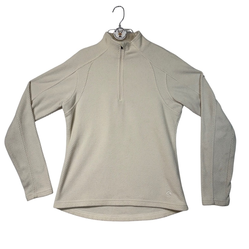 Gander Mountain Guide Series Ivory‎ Fleece Pullover Sz S Qtr Zip W Thumb Holes